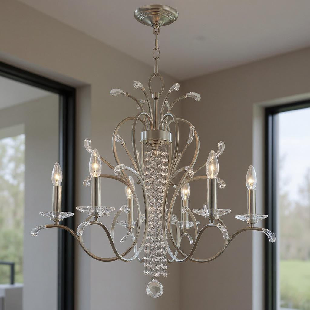Aurelia 6-Light Shaded Chandelier, Nickel