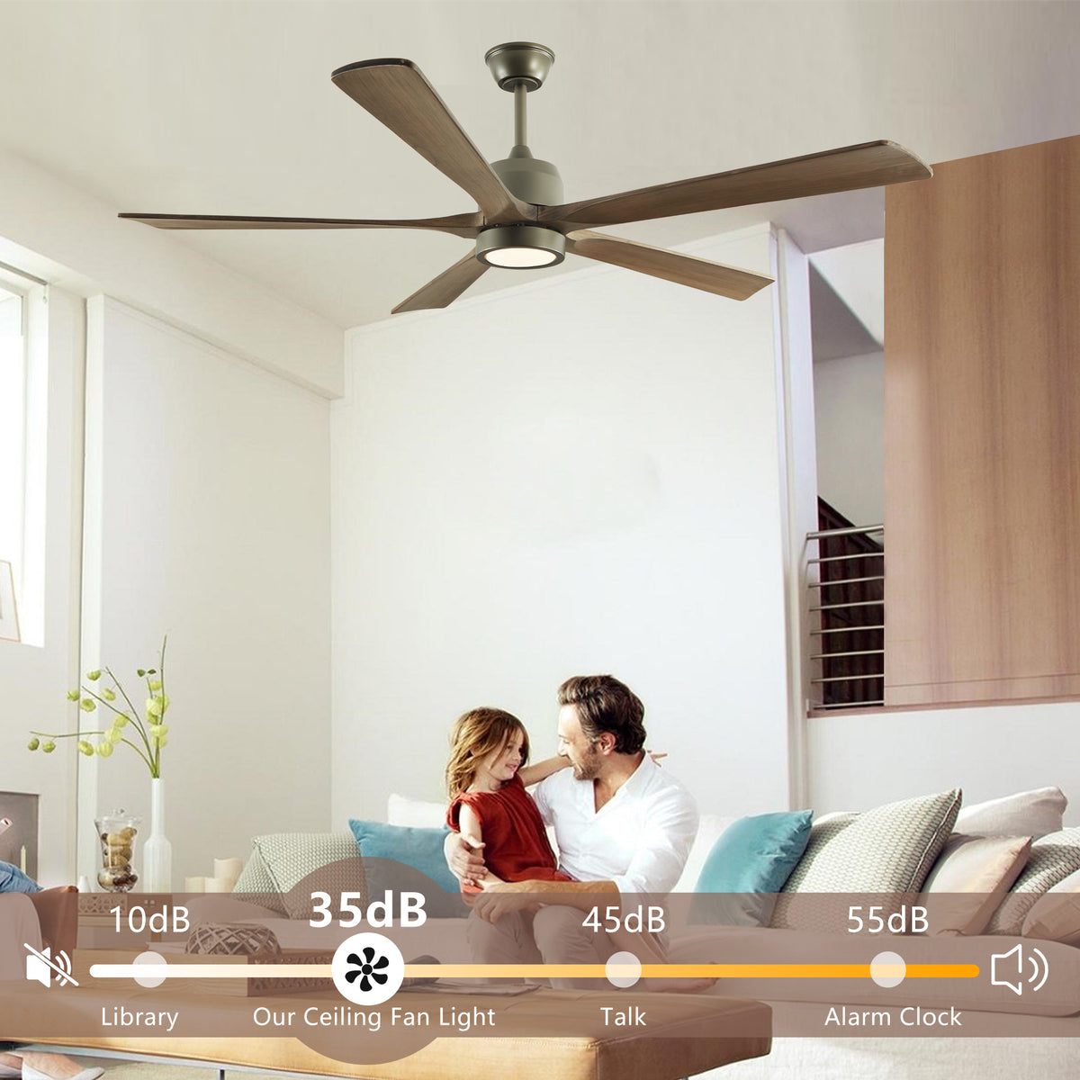Willow 60 inch Solid Wood Ceiling Fan with Light
