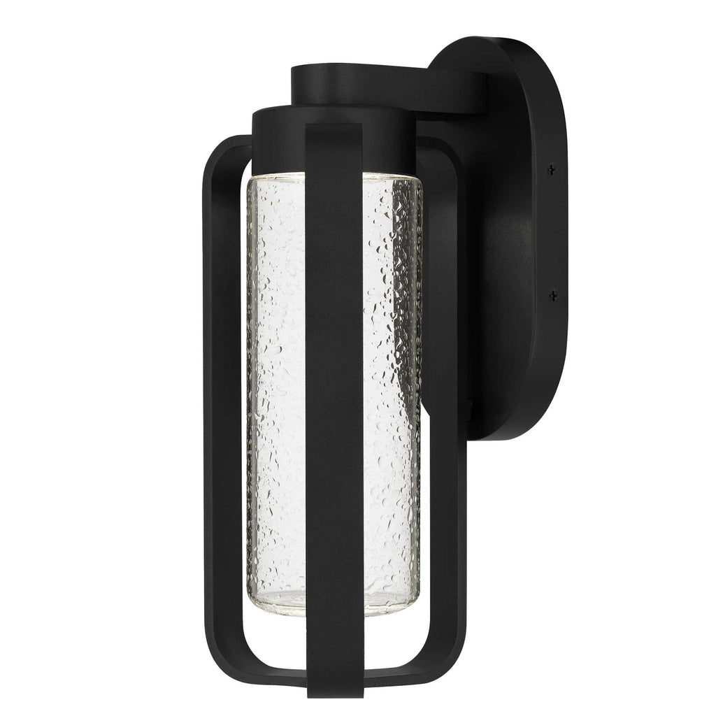 Arcadia LED Outdoor Wall Lantern, Black & Seeded Glass