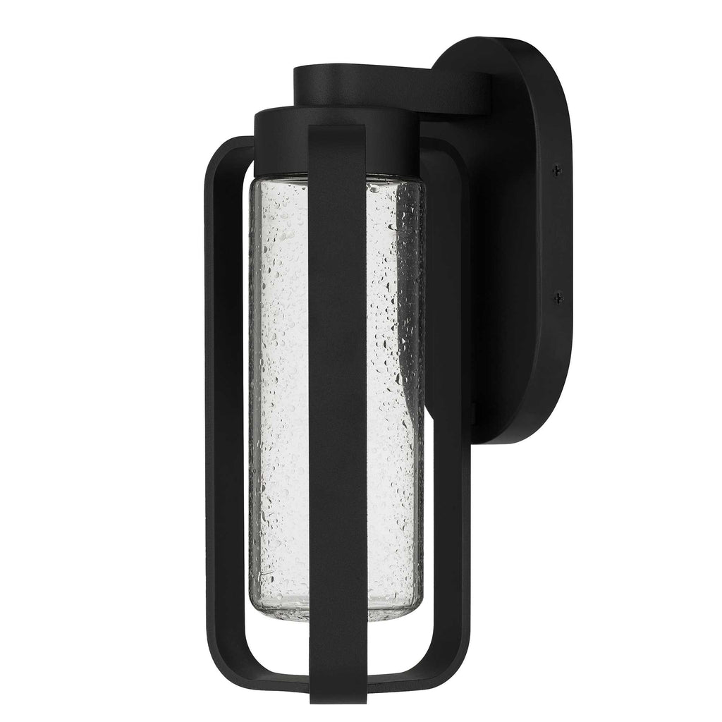 Arcadia LED Outdoor Wall Lantern, Black & Seeded Glass