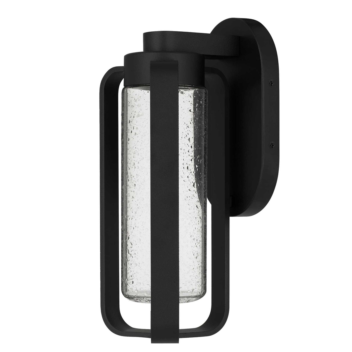 Arcadia LED Outdoor Wall Lantern, Black & Seeded Glass