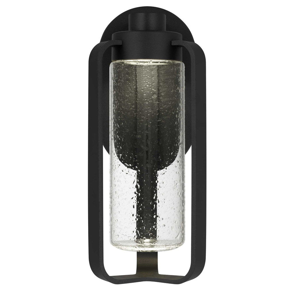Arcadia LED Outdoor Wall Lantern, Black & Seeded Glass