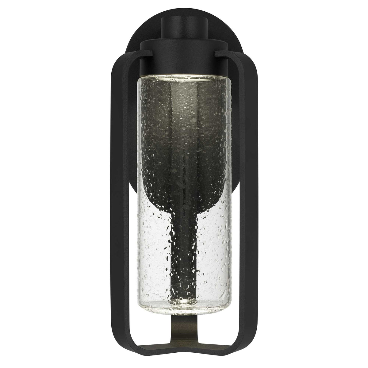 Arcadia LED Outdoor Wall Lantern, Black & Seeded Glass