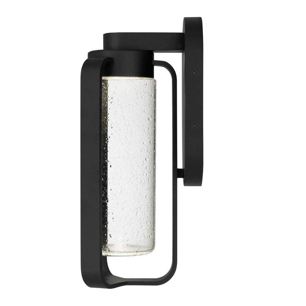 Arcadia LED Outdoor Wall Lantern, Black & Seeded Glass