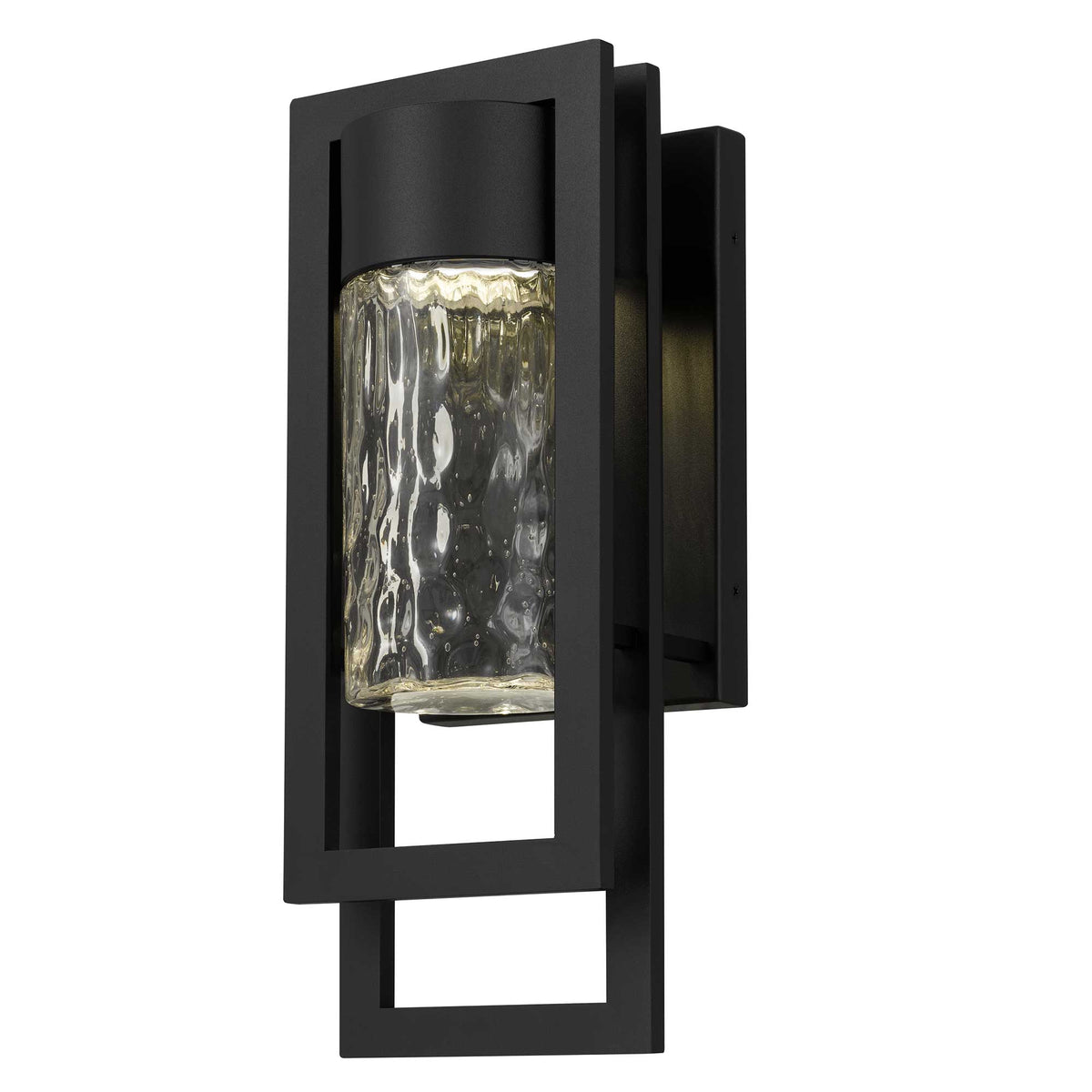 Lucent LED Outdoor Wall Light, Black & Seeded Glass