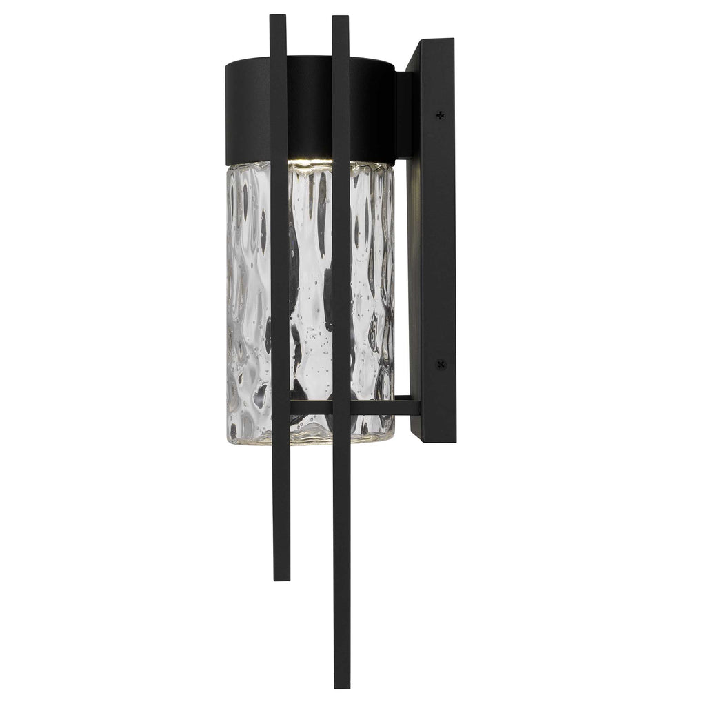 Lucent LED Outdoor Wall Light, Black & Seeded Glass