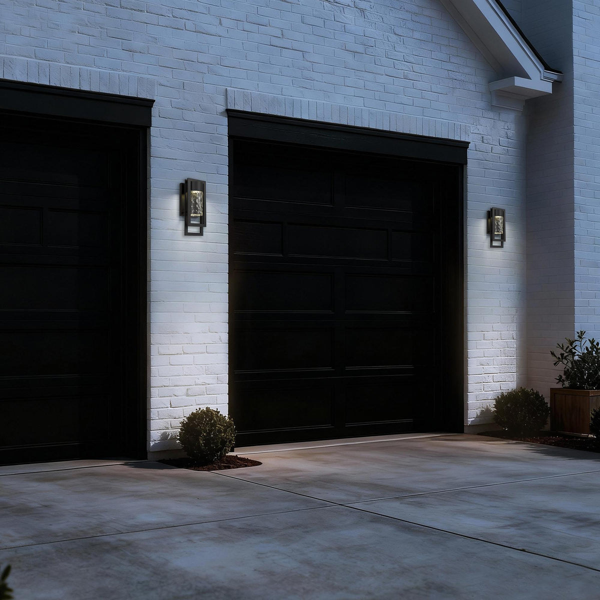 Lucent LED Outdoor Wall Light, Black & Seeded Glass