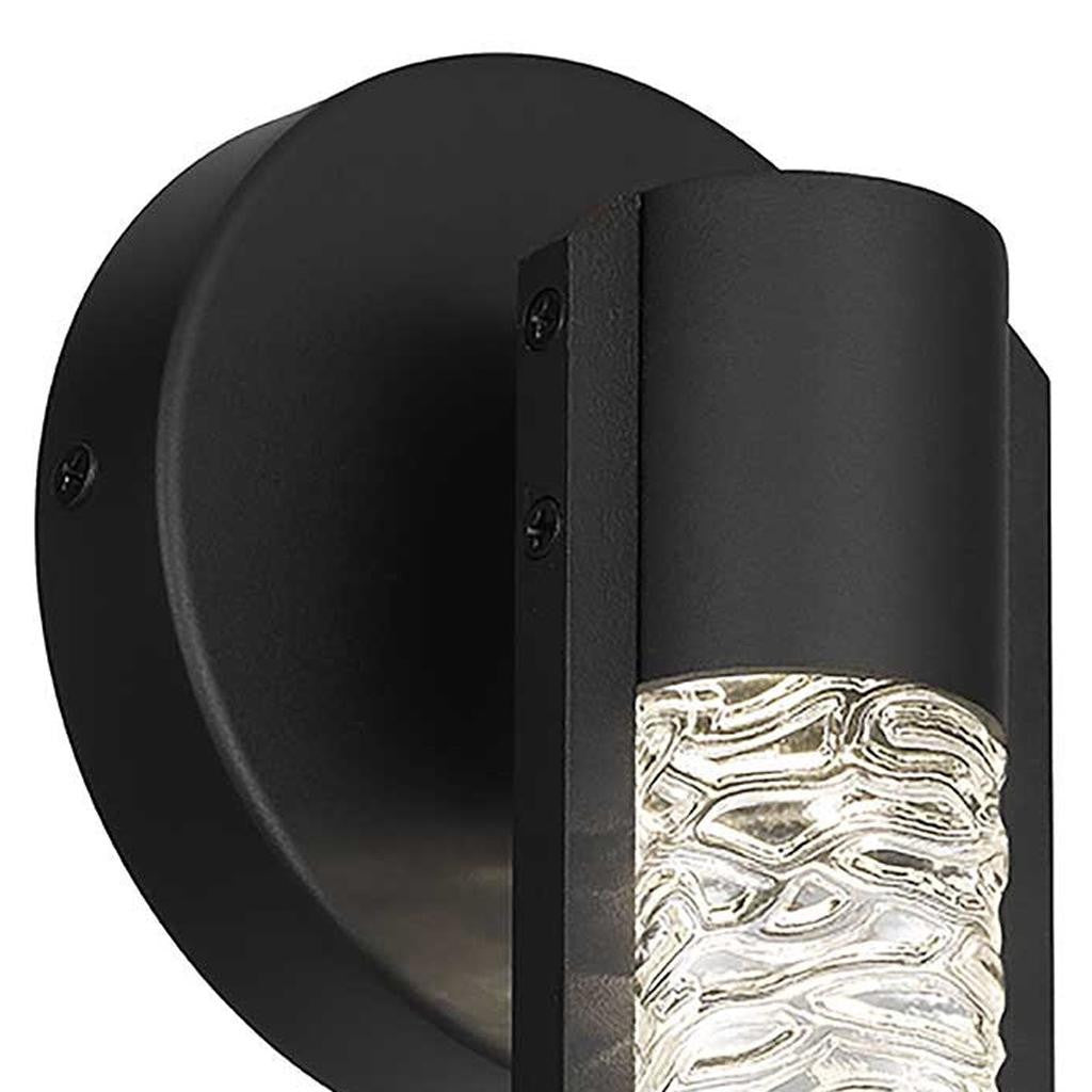 Rivulet LED Outdoor Wall Light, Black & Water Glass