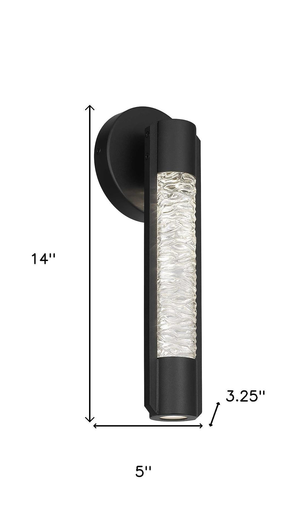 Rivulet LED Outdoor Wall Light, Black & Water Glass