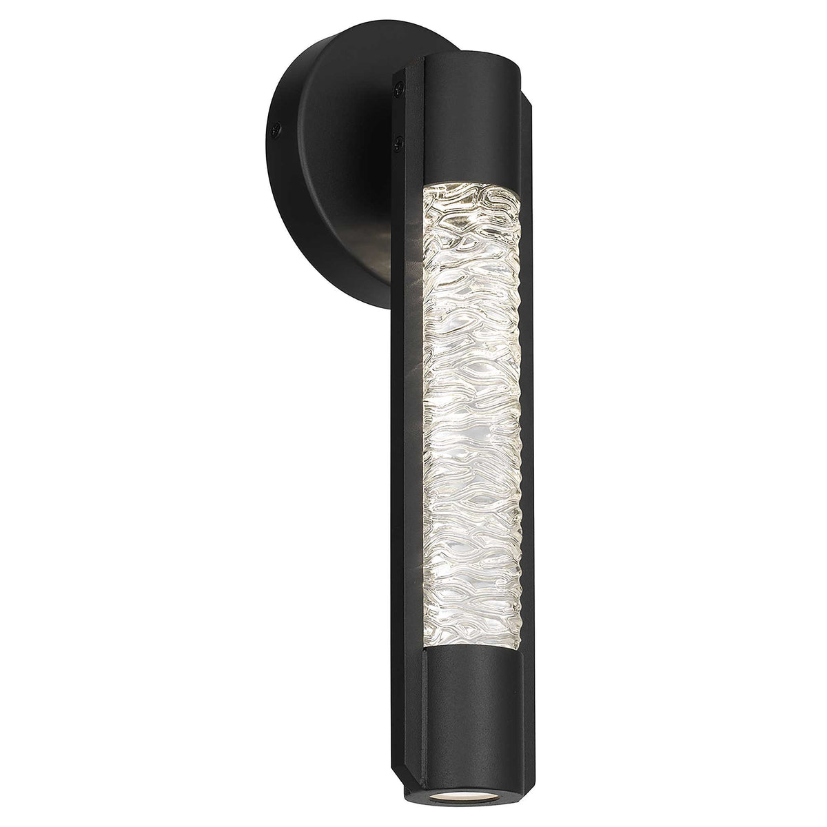 Rivulet LED Outdoor Wall Light, Black & Water Glass