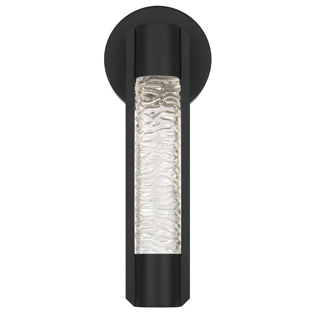 Rivulet LED Outdoor Wall Light, Black & Water Glass