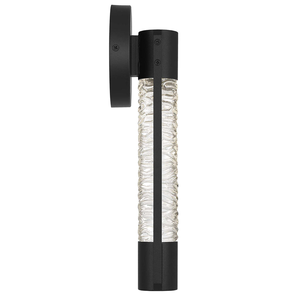 Rivulet LED Outdoor Wall Light, Black & Water Glass
