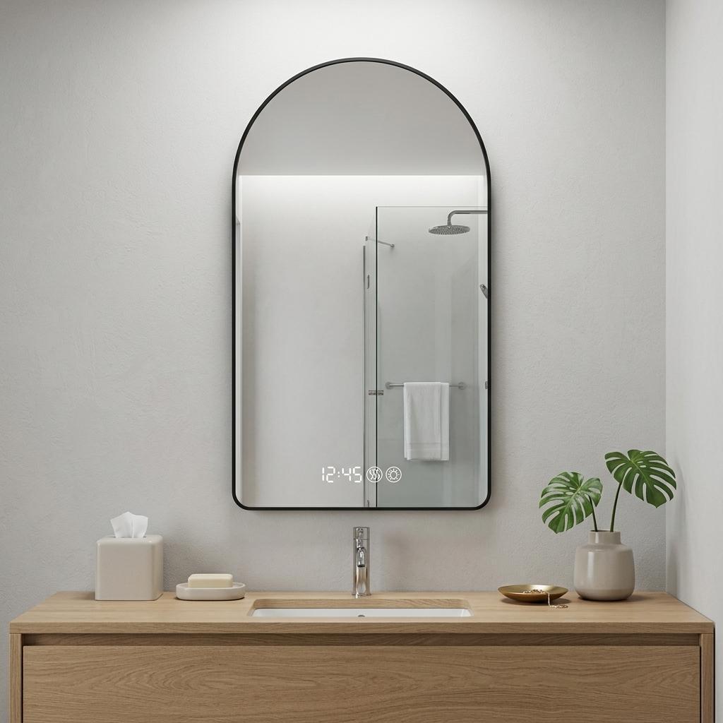 Noir 48" Black Arch LED Anti-Fog Mirror