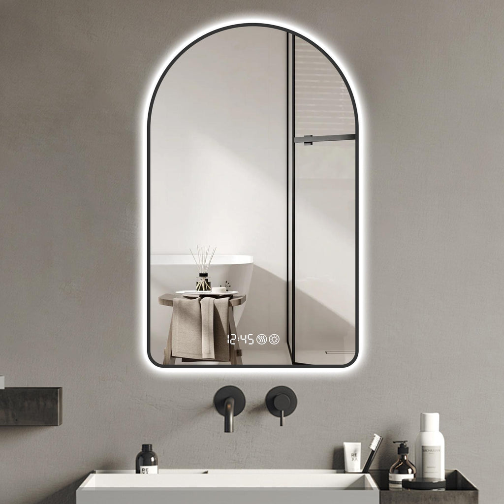 Noir 59" Black Arch LED Anti-Fog Mirror