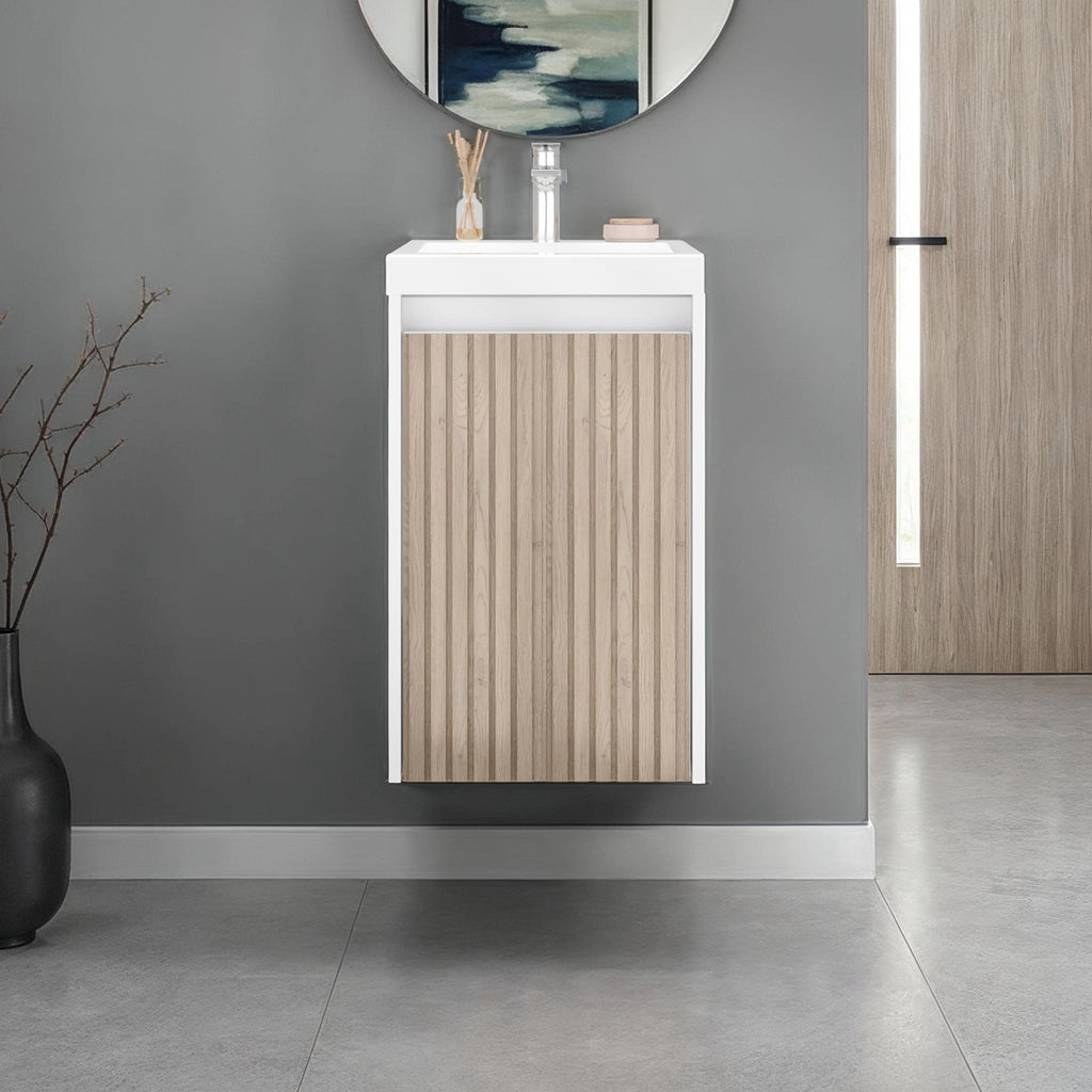 Powder Room 16" Vanity, White & Oak
