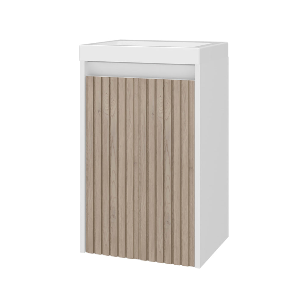 Powder Room 16" Vanity, White & Oak