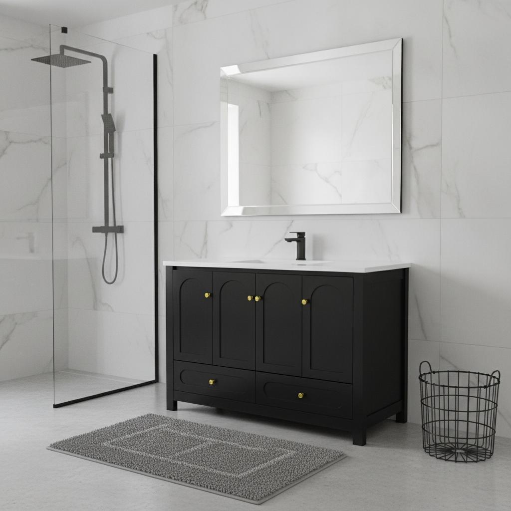Classic 48" Vanity with Cultured Marble Top & Sink, Black