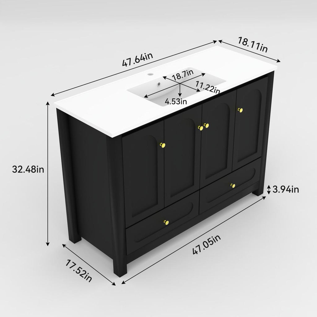 Classic 48" Vanity with Cultured Marble Top & Sink, Black