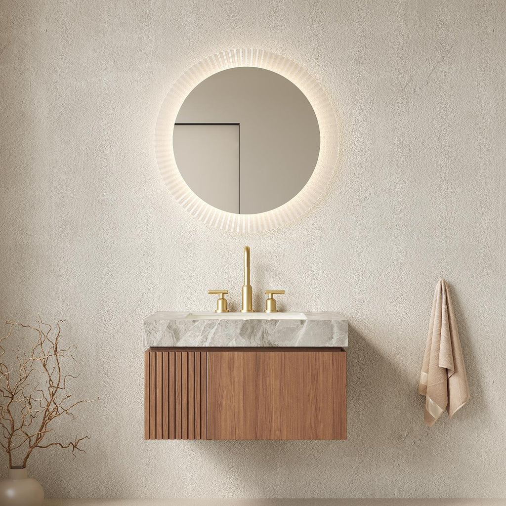 Ridge 30" Floating Vanity with Stone Top & Ceramic Sink