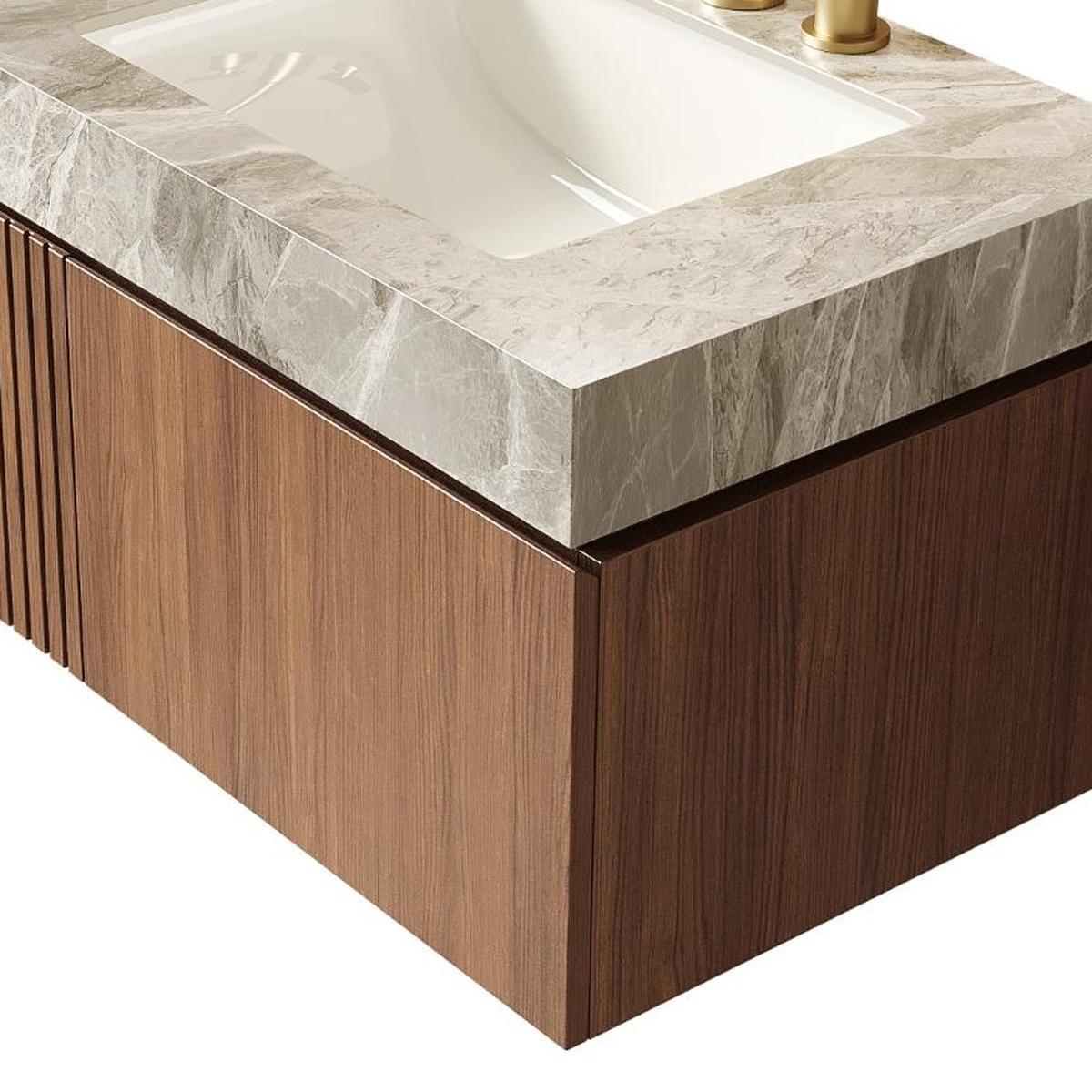 Ridge 30" Floating Vanity with Stone Top & Ceramic Sink