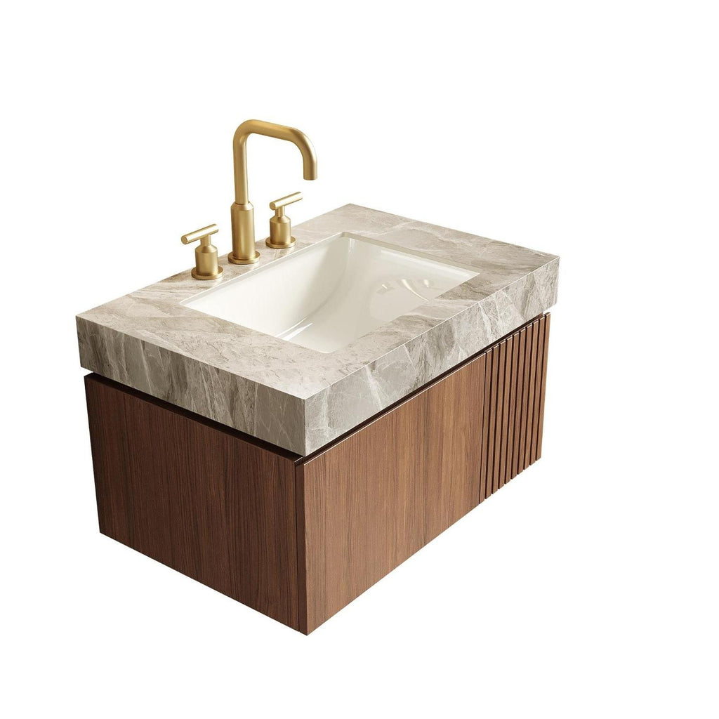 Ridge 30" Floating Vanity with Stone Top & Ceramic Sink