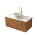 Ridge 36" Floating Vanity with Stone Top & Vessel Sink