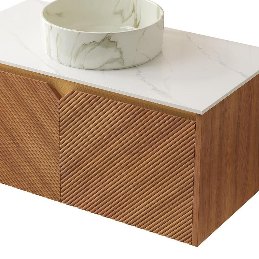 Ridge 36" Floating Vanity with Stone Top & Vessel Sink
