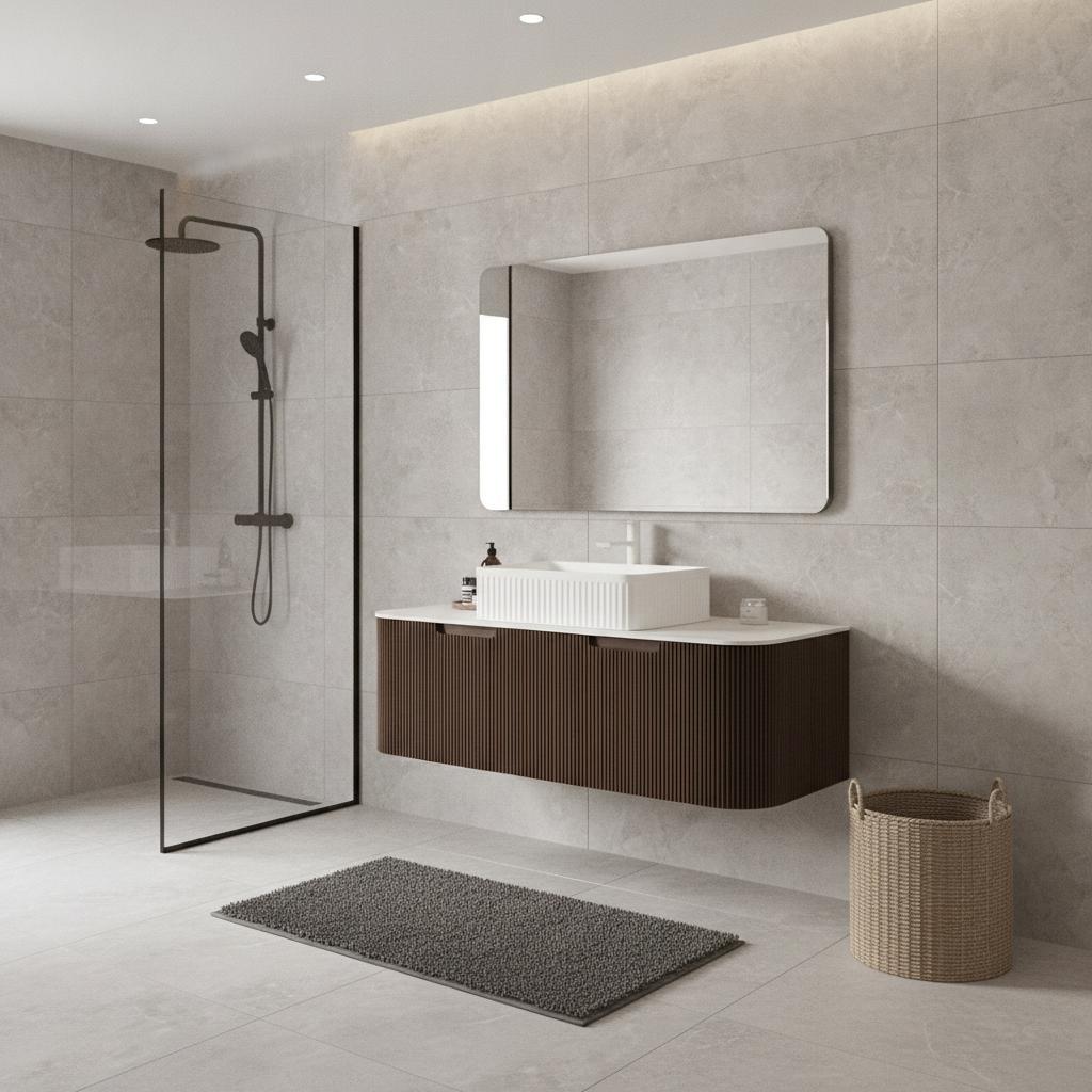 Alder 48" Floating Vanity with White Ceramic Sink