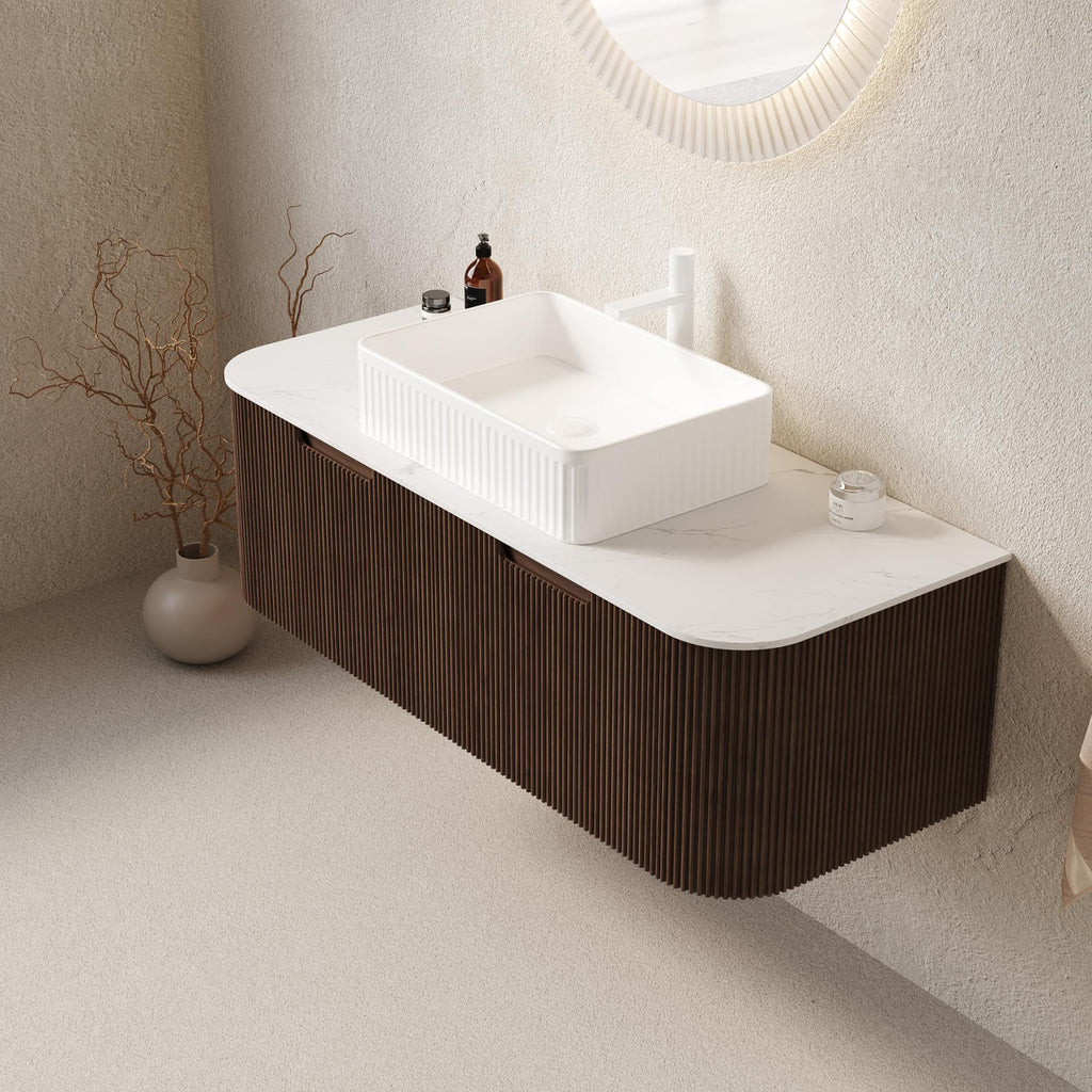 Alder 48" Floating Vanity with White Ceramic Sink