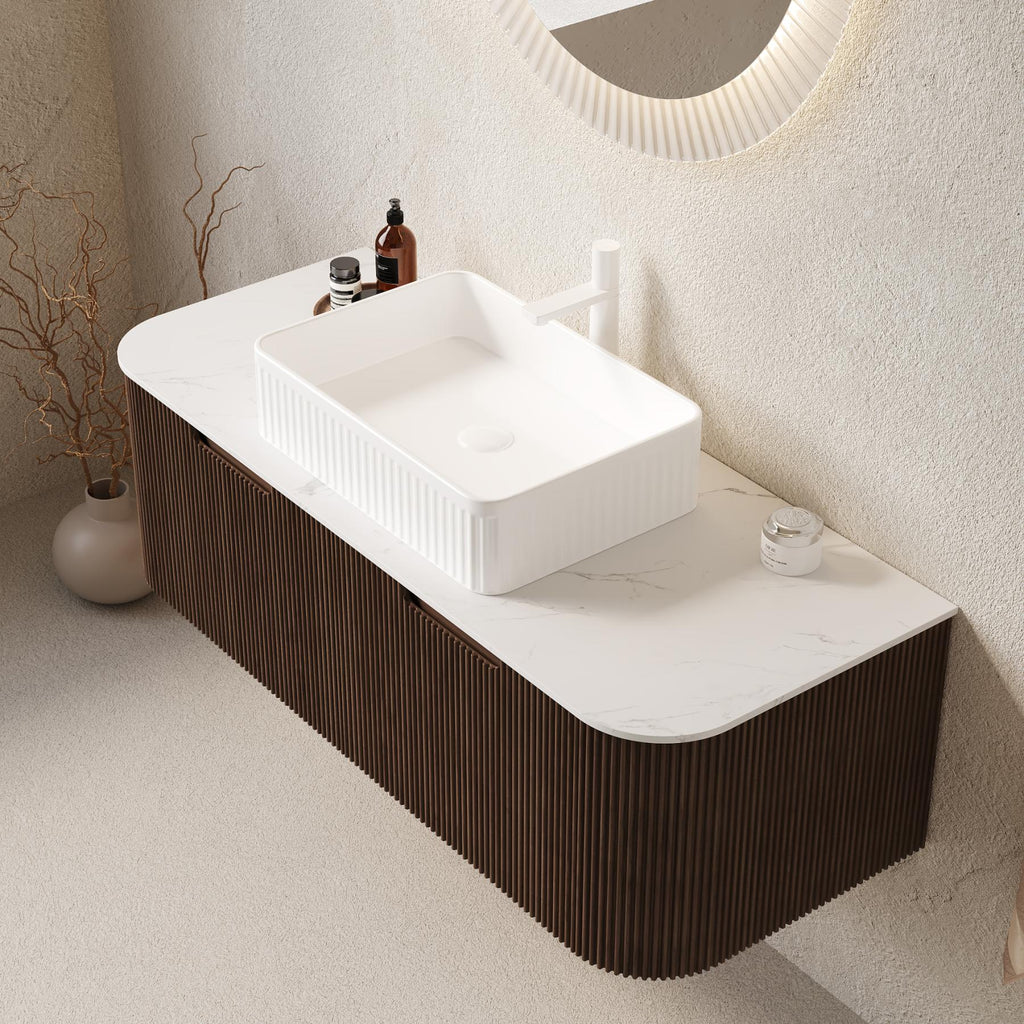 Alder 48" Floating Vanity with White Ceramic Sink