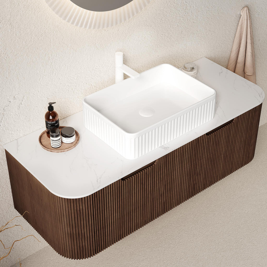 Alder 48" Floating Vanity with White Ceramic Sink
