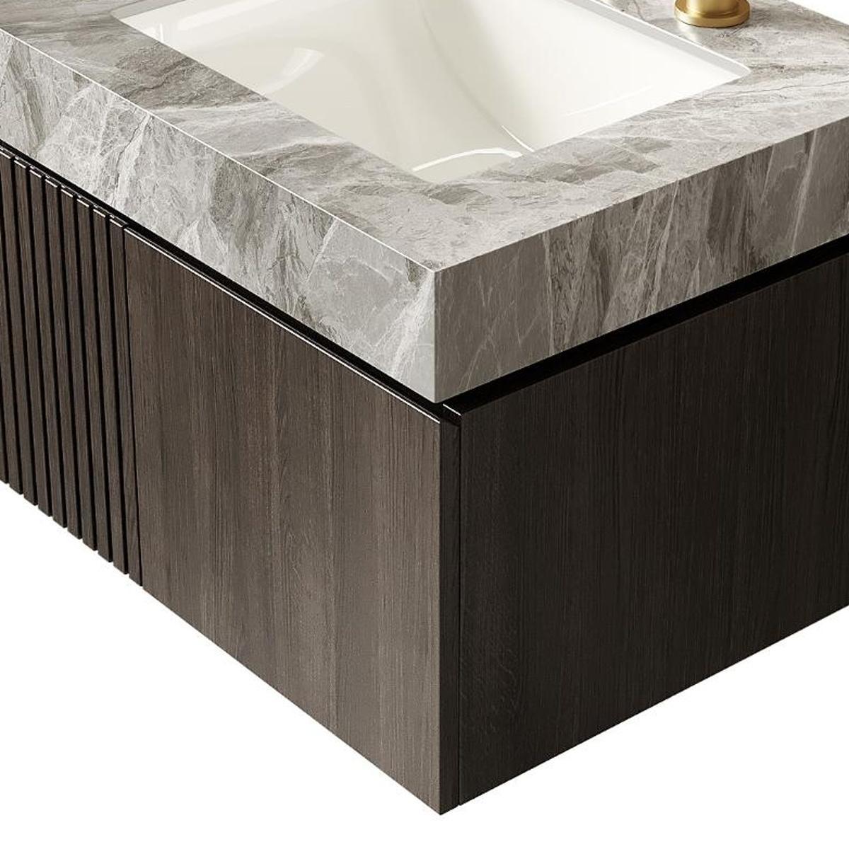 Ridge 24" Floating Vanity with Stone Top & Ceramic Sink