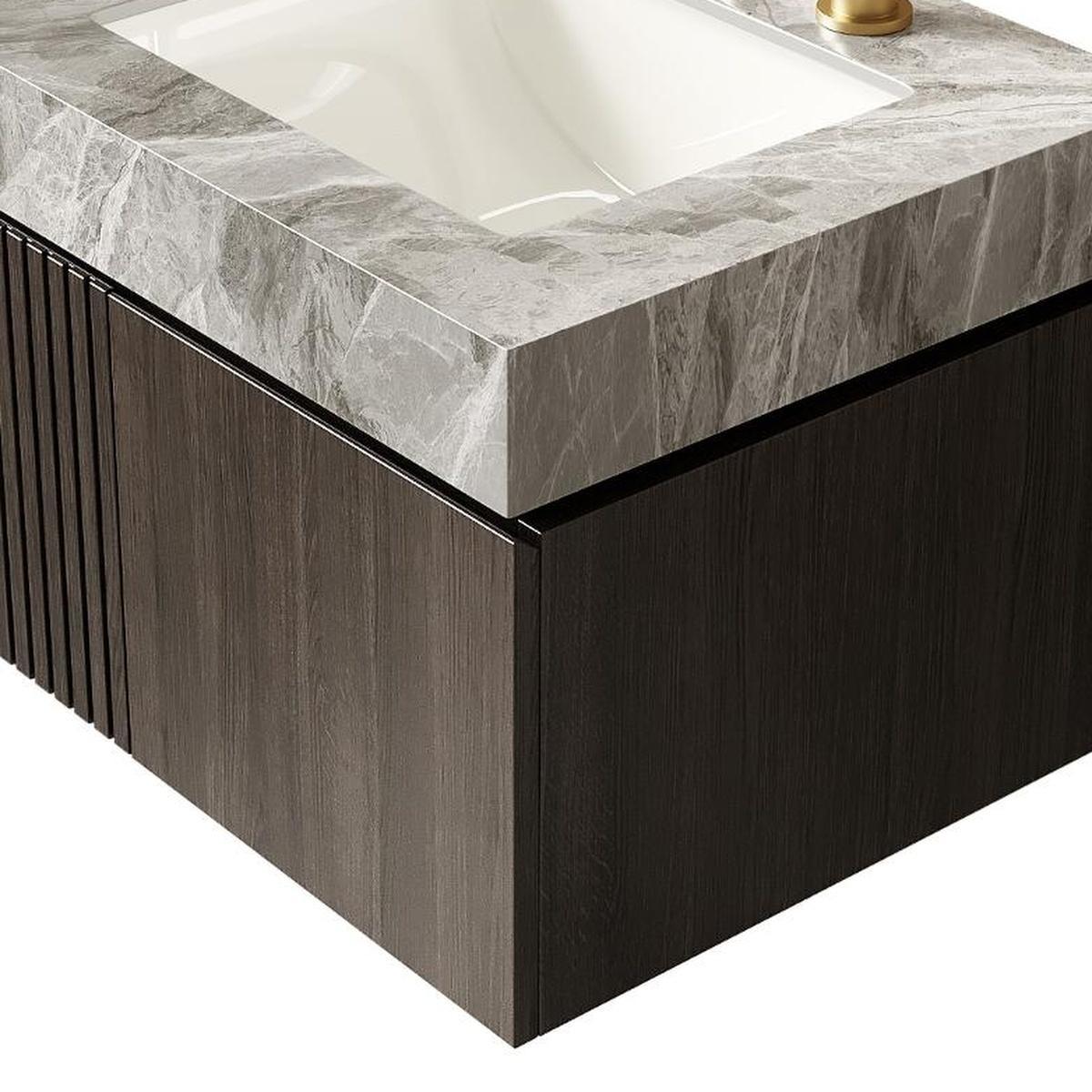 Ridge 24" Floating Vanity with Stone Top & Ceramic Sink