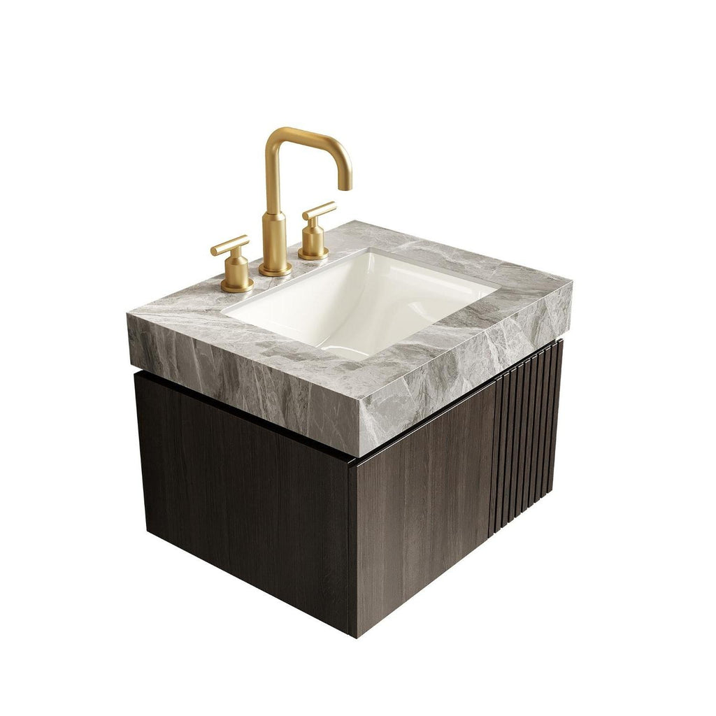 Ridge 24" Floating Vanity with Stone Top & Ceramic Sink