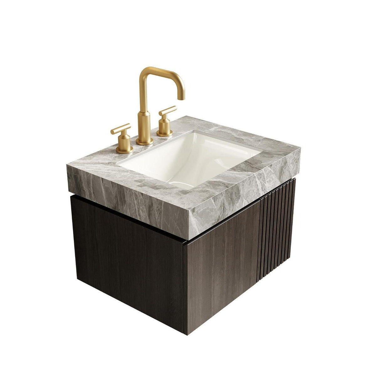 Ridge 24" Floating Vanity with Stone Top & Ceramic Sink