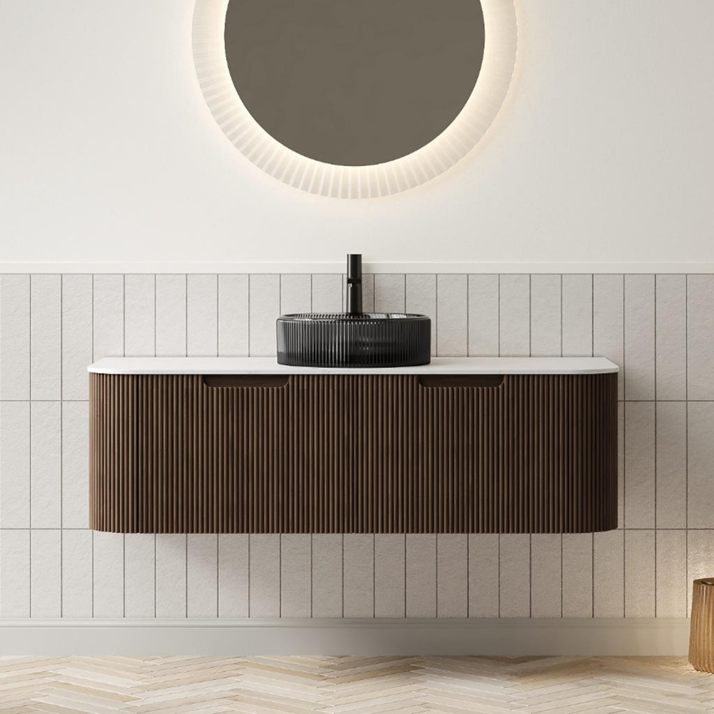Noir 48" Floating Vanity with Black Glass Sink