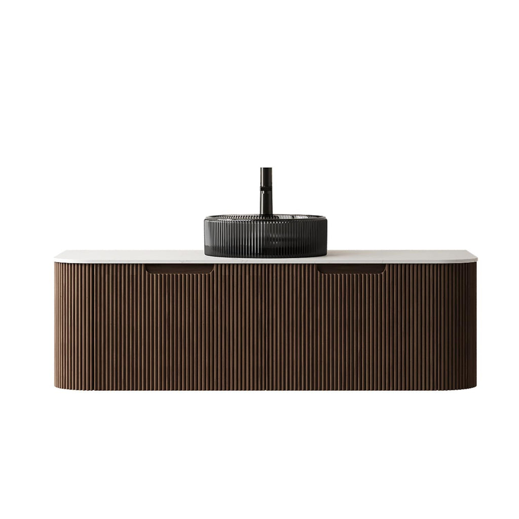 Noir 48" Floating Vanity with Black Glass Sink