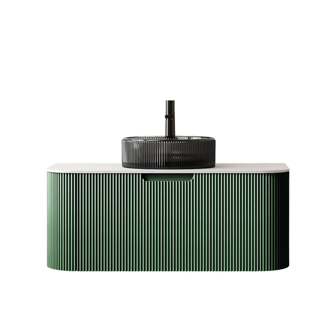 Sage 36" Floating Vanity with Black Glass Sink