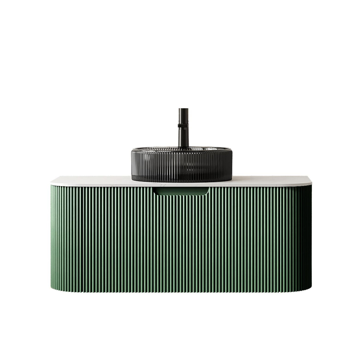 Sage 36" Floating Vanity with Black Glass Sink