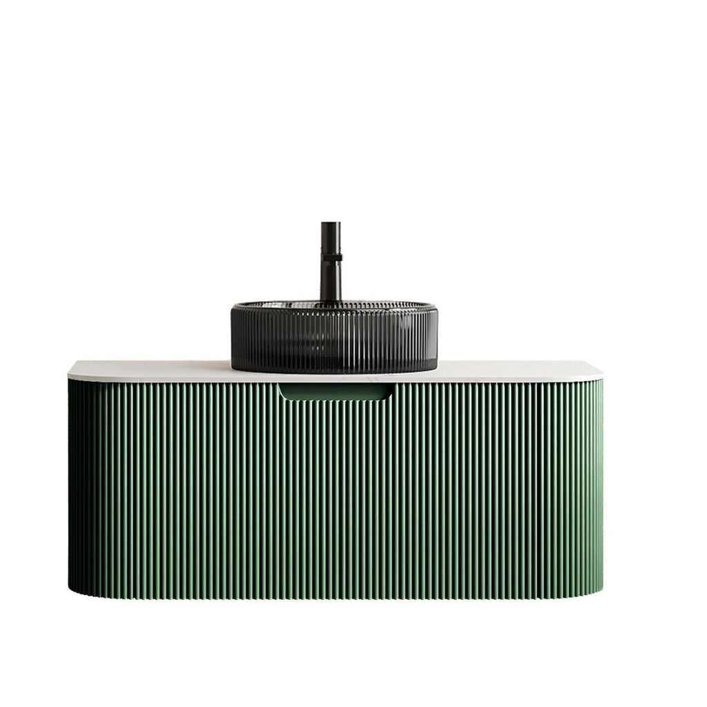 Sage 36" Floating Vanity with Black Glass Sink