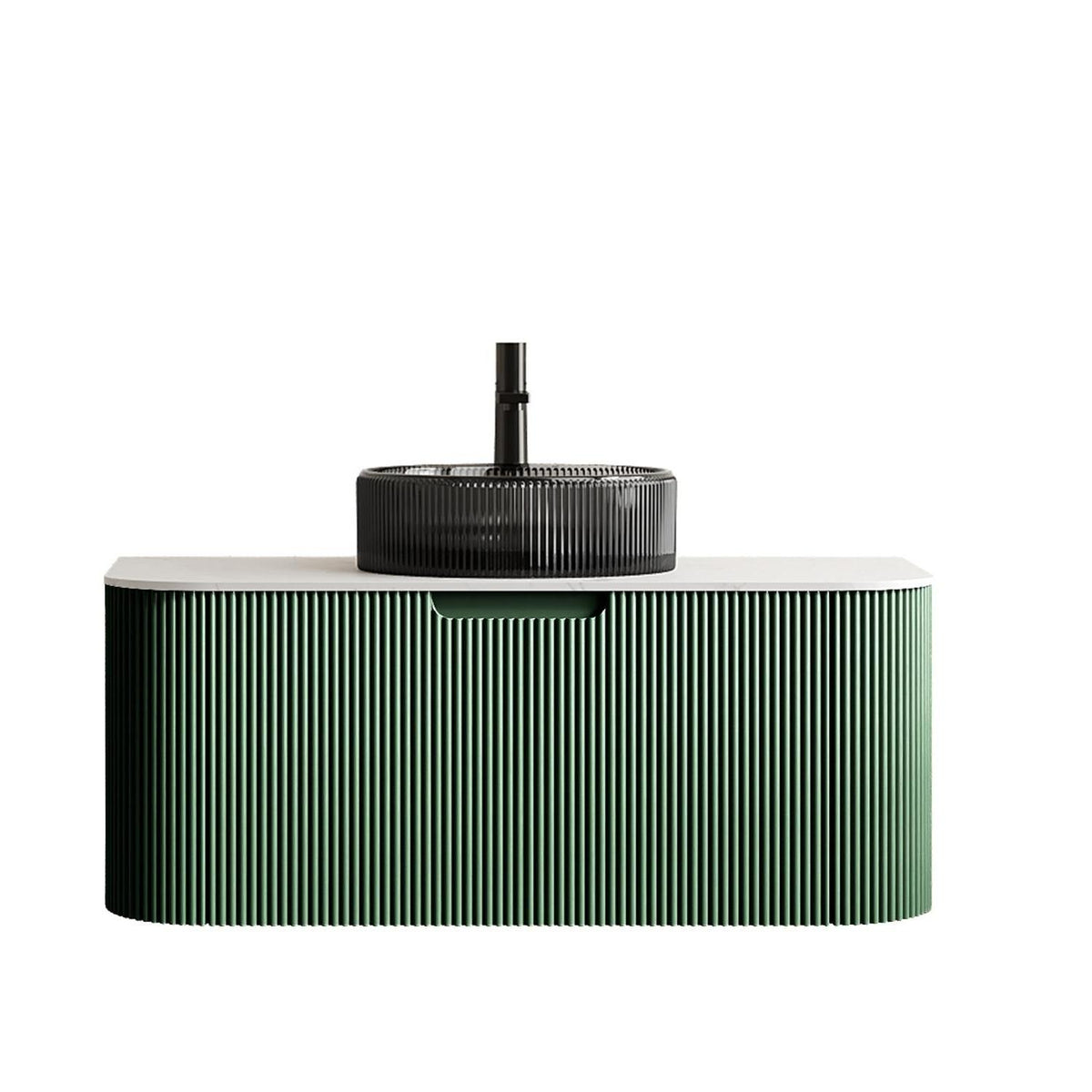 Sage 36" Floating Vanity with Black Glass Sink