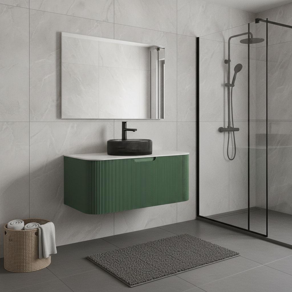 Sage 36" Floating Vanity with Black Glass Sink
