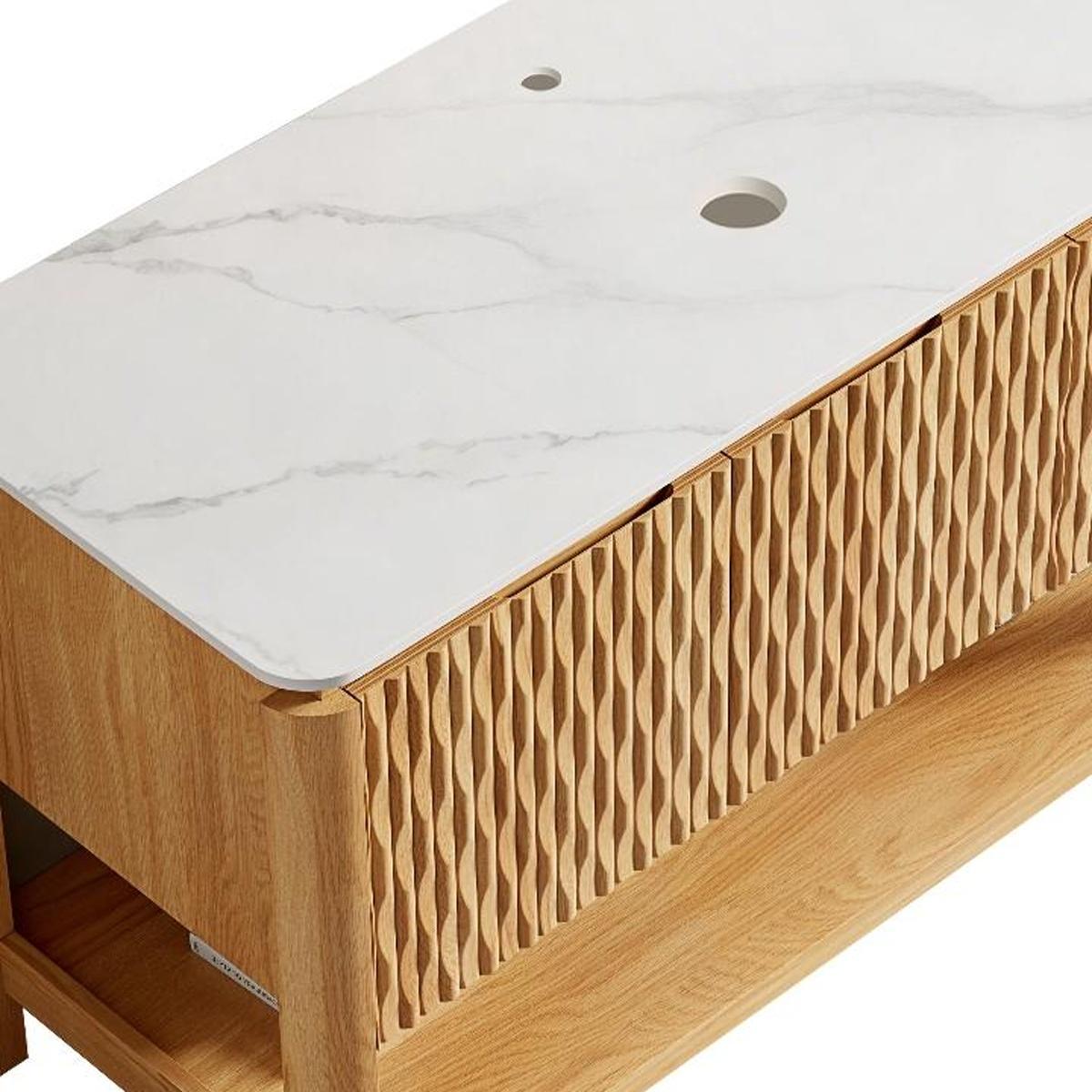 Atelier 48" Vanity with Stone Top, Natural Oak