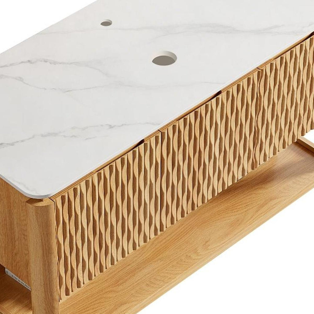 Atelier 48" Vanity with Stone Top, Natural Oak