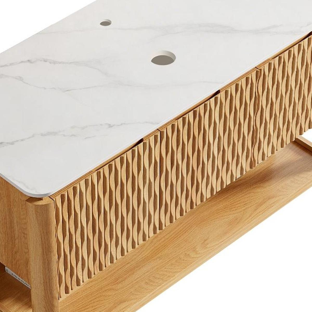 Atelier 48" Vanity with Stone Top, Natural Oak