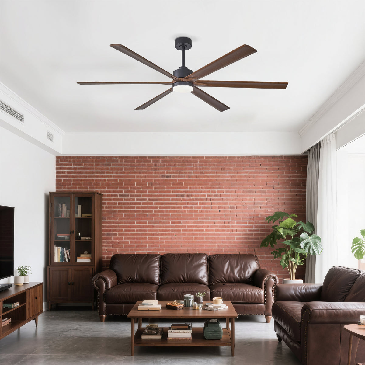 Sequoia 70 inch Wood Blade Ceiling Fan with Light, Black and Walnut