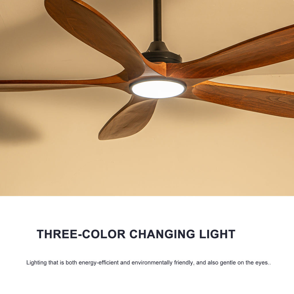 Ridgeline 52 inch Solid Wood Ceiling Fan with Light, Black and Brown