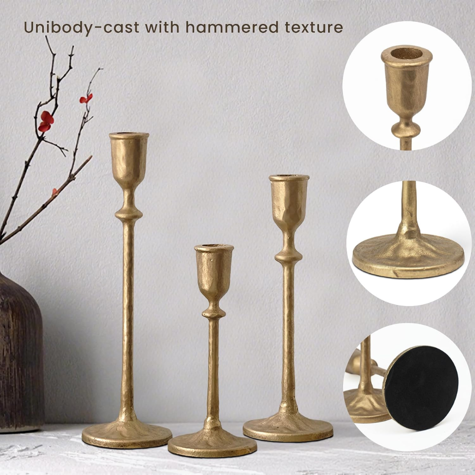 Aldridge Candlestick Set of 3, Antique Gold