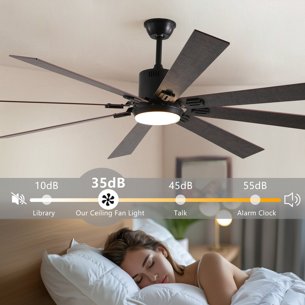 Hartley 72 inch Walnut Ceiling Fan with Light