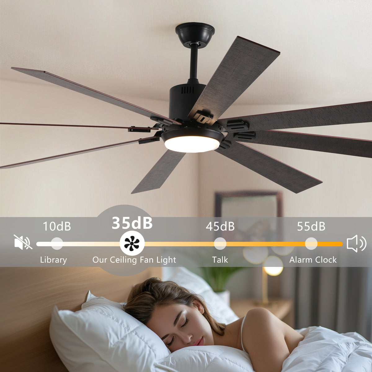 Hartley 72 inch Walnut Ceiling Fan with Light